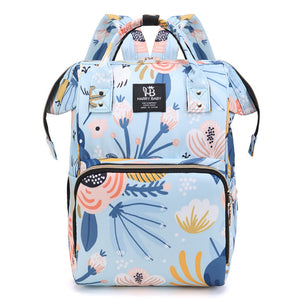 Large Capacity Multi Functional Baby Diaper Backpack Stylish And Travel Friendly Mummy Bag Floral Blue