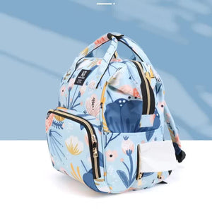 Large Capacity Multi Functional Baby Diaper Backpack Stylish And Travel Friendly Mummy Bag Floral Blue