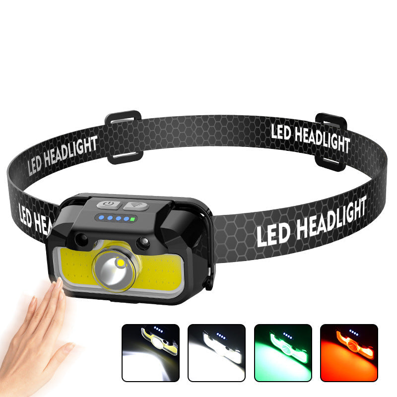 High Powered Led Headlamp With Motion Sensor | Type C Rechargeable Cob Light Portable Outdoor Running And Fishing Lamp