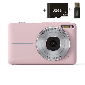 Pink Dc403 Digital Camera 16X Zoom 2.4 Inch Ips Screen 32Gb Memory Card Included