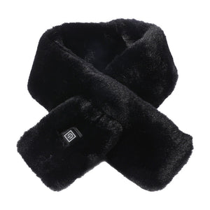 Black Adjustable Electric Heated Scarf With Plush Fabric 3 Settings