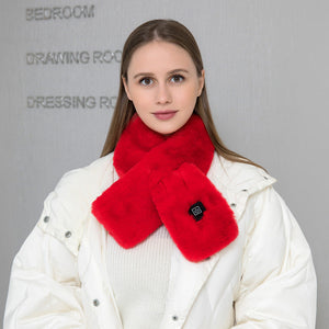 Red Adjustable Electric Heated Scarf With Plush Fabric 3 Settings