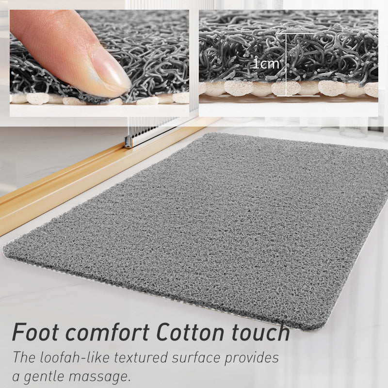 Black Non Slip Loofah Style Bathroom Mat Quick Dry And Soft 40 X 60Cm