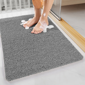 Black Non Slip Loofah Style Bathroom Mat Quick Dry And Soft 40 X 60Cm