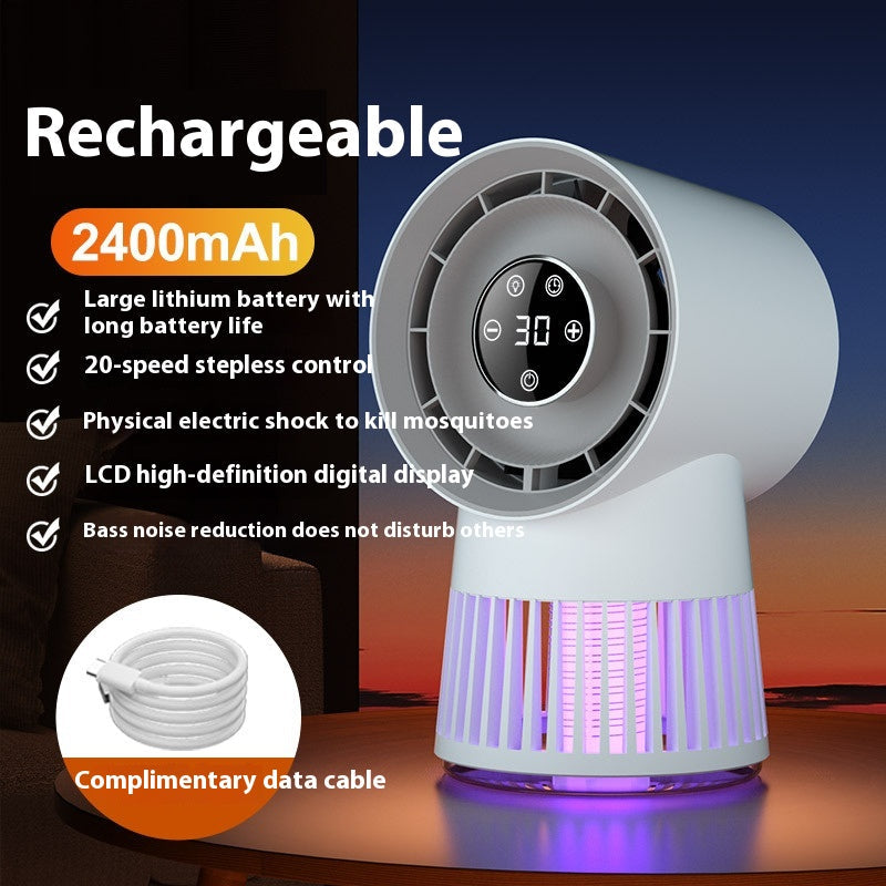 Portable Rechargeable Mosquito Killer Lamp With Adjustable Fan 2400Mah Battery