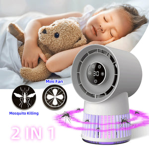 Portable Rechargeable Mosquito Killer Lamp With Adjustable Fan 2400Mah Battery