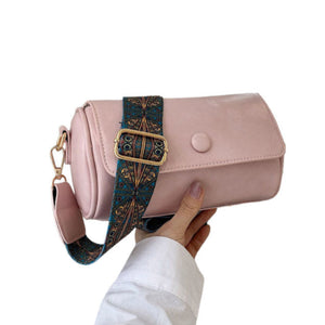 Pink Vintage Pu Leather Shoulder Bag With Adjustable Strap Compact And Stylish