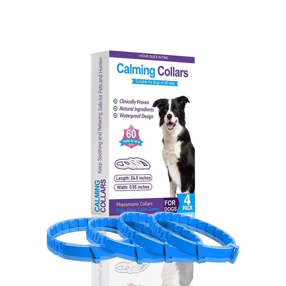 Blue Calming Collars For Dogs Natural Stress Relief Adjustable 4 Pack