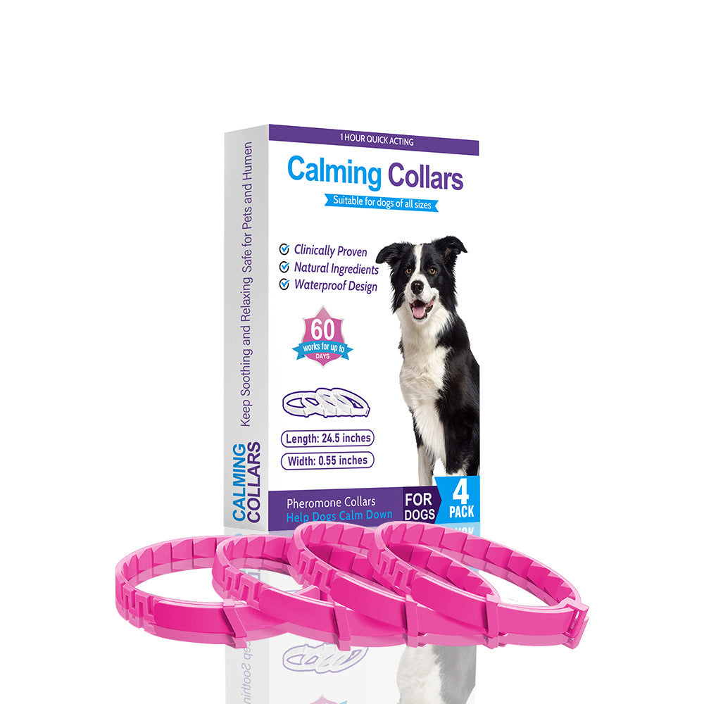 Pink Calming Collars For Dogs Natural Stress Relief Adjustable 4 Pack