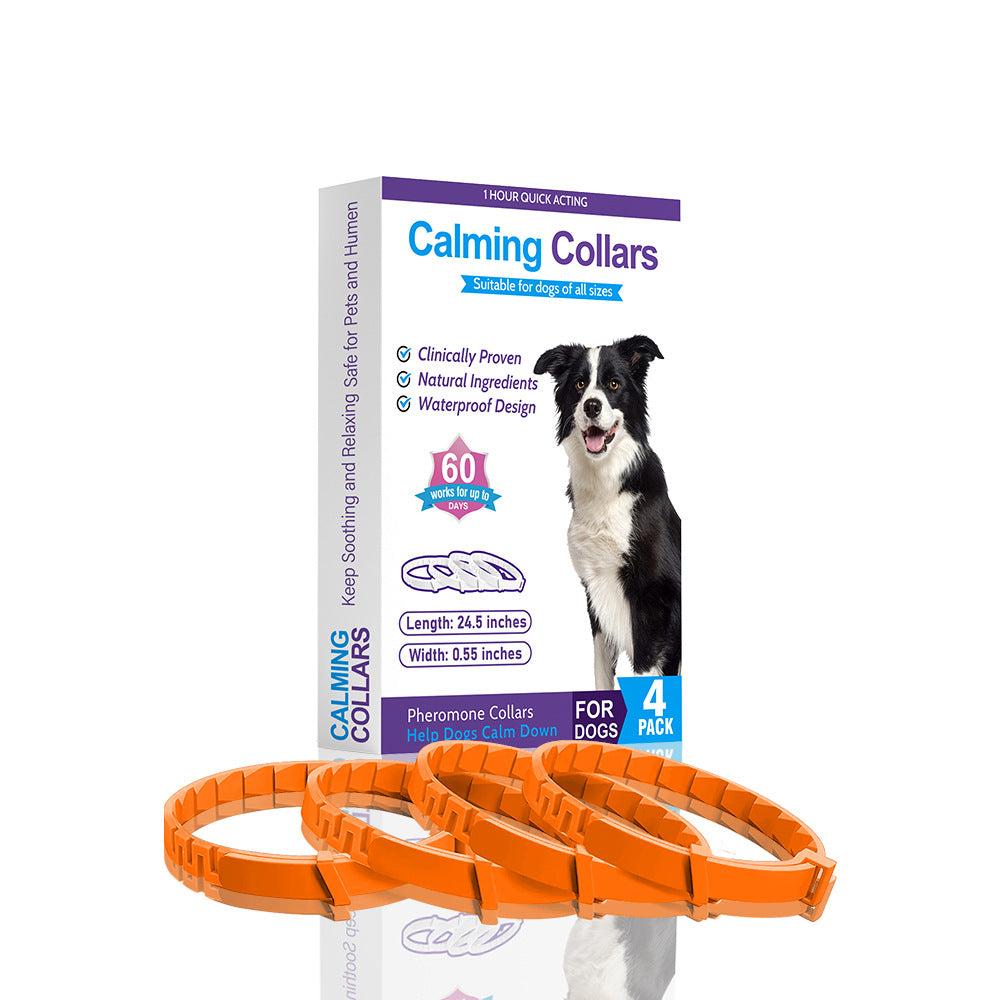 Orange Calming Collars For Dogs Natural Stress Relief Adjustable 4 Pack