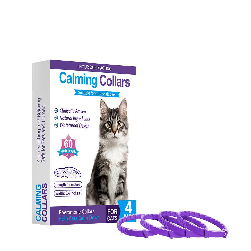 Purple Calming Collars For Cats Natural Anxiety Relief Adjustable 4 Pack