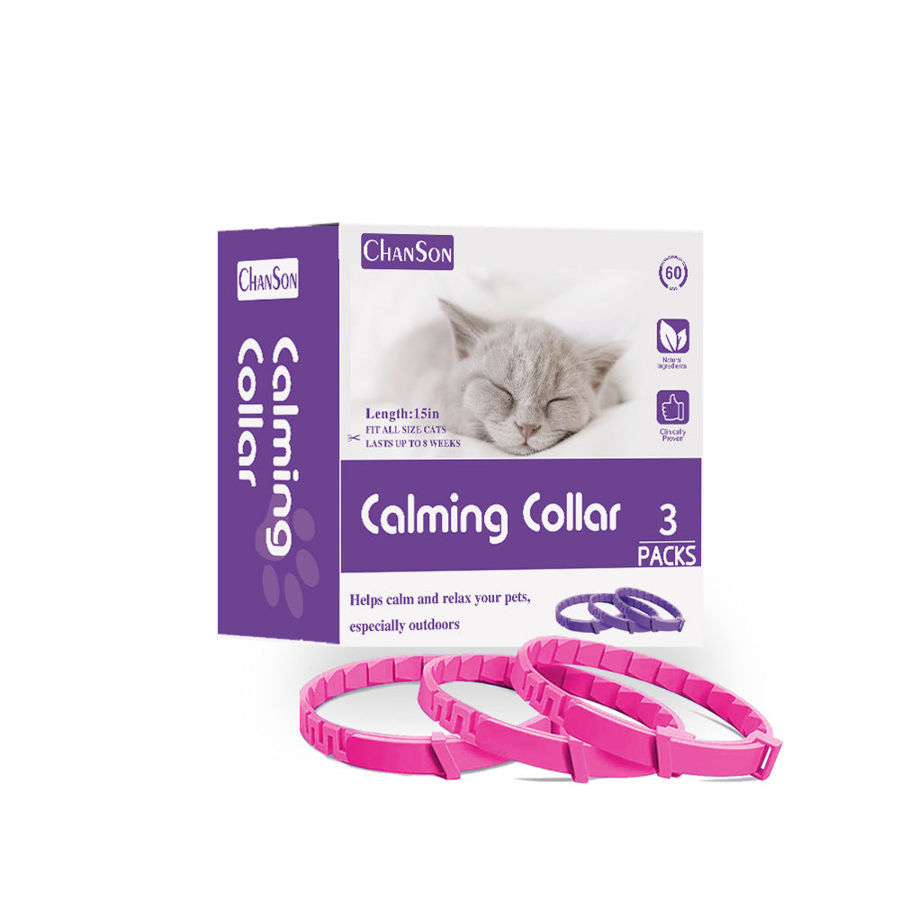 Pink Calming Collars For Cats Natural Anxiety Relief Adjustable 3 Pack (2 Set/6Pcs)