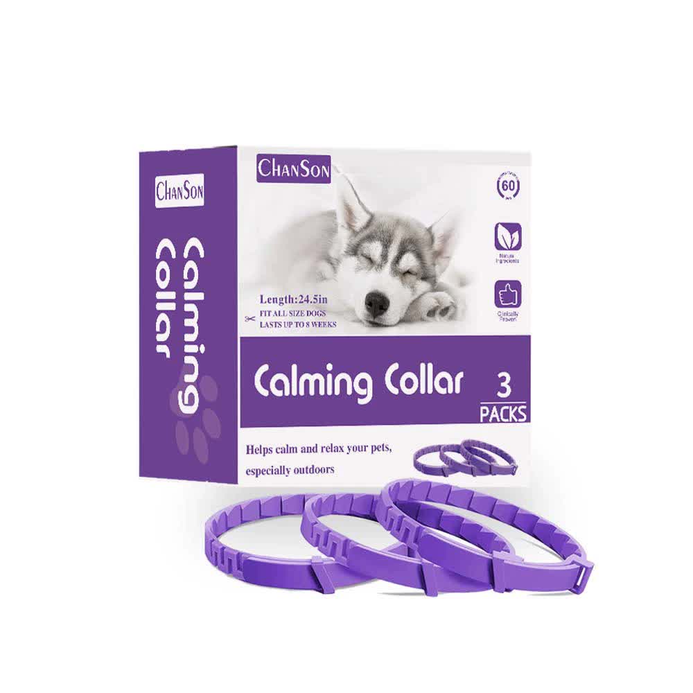 Purple Calming Collars For Dogs Natural Stress Relief Adjustable 3 Pack (2 Set/6Pcs)