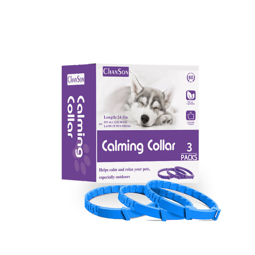 Blue Calming Collars For Dogs Natural Stress Relief Adjustable 3 Pack (2 Set/6Pcs)