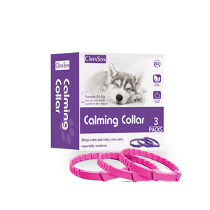 Pink Calming Collars For Dogs Natural Stress Relief Adjustable 3 Pack (2 Set/6Pcs)