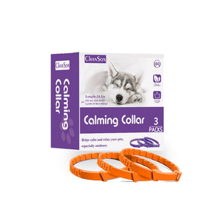 Orange Calming Collars For Dogs Natural Stress Relief Adjustable 3 Pack (2 Set/6Pcs)