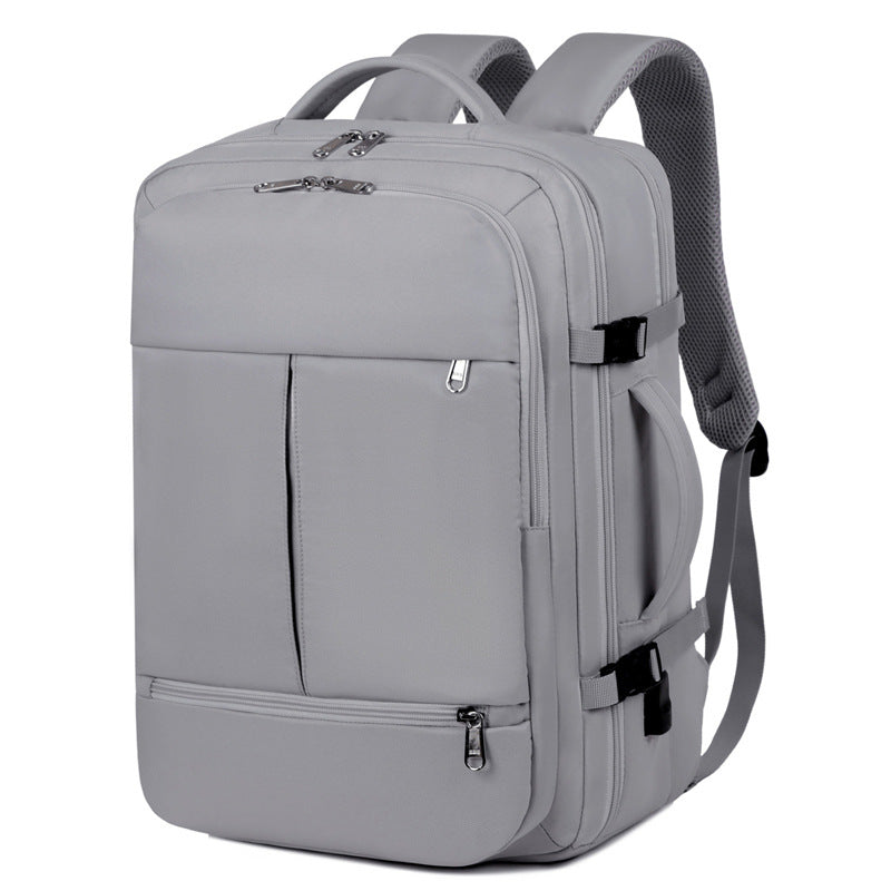 Gray Capacity Travel Backpack With Usb Charging Port