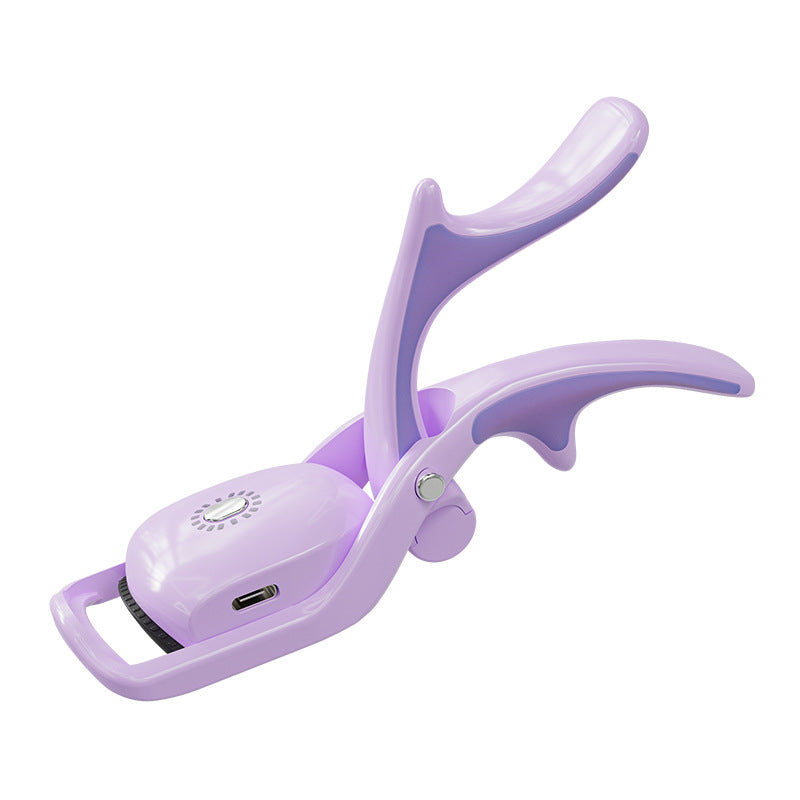 Purple Electric Heated Eyelash Curler 3 Temperature Settings Rechargeable Compact Design