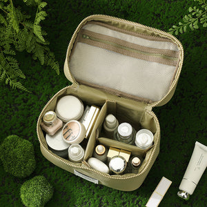 Portable Waterproof Cosmetic Bag With Handle Cream White