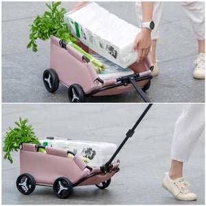 Pink Foldable Pet Travel Wagon For Small Dogs Lightweight And Portable