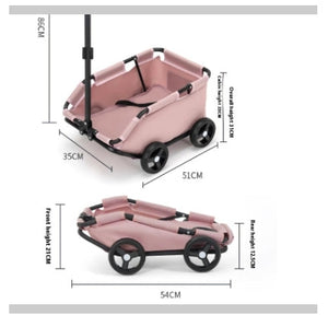 Pink Foldable Pet Travel Wagon For Small Dogs Lightweight And Portable