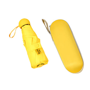 Yellow Compact 5 Fold Umbrella With Uv Protection Wind Resistance And Travel Friendly Design