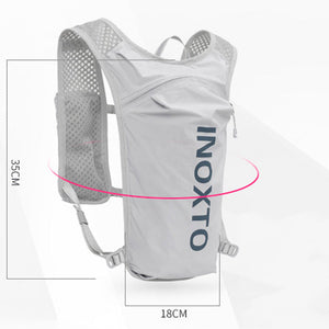 Lightweight Hydration Running Vest With 5L Capacity And Reflective Strips Gray Backpack Dark Blue Text