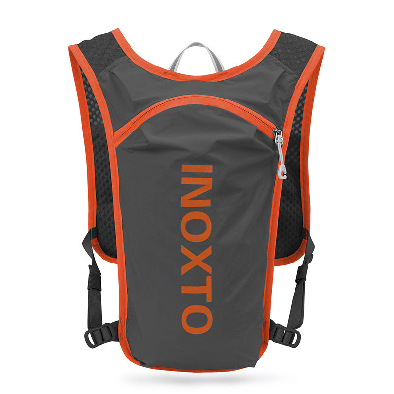 Lightweight Hydration Running Vest With 5L Capacity And Reflective Strips Dark Gray Backpack Orange Text