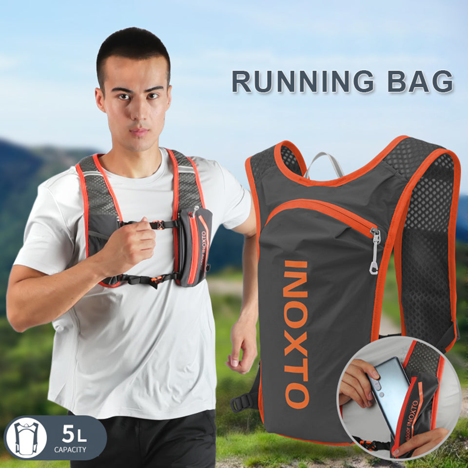 Lightweight Hydration Running Vest With 5L Capacity And Reflective Strips Blue