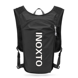 Lightweight Hydration Running Vest With 5L Capacity And Reflective Strips Black Backpack White Text