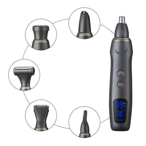 6 In 1 Rechargeable Electric Grooming Kit With Interchangeable Heads And Led Display