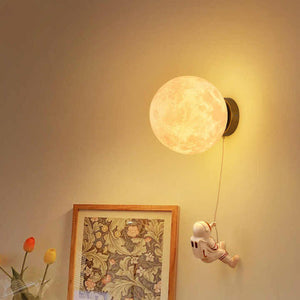 Astronaut Moon Wall Lamp With Warm Light Diameter 20Cm