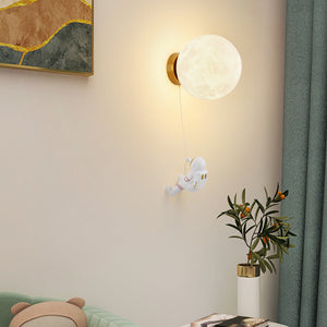 Astronaut Moon Wall Lamp With Three Colors Of Light Diameter 25Cm