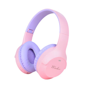 Pink Wireless Bluetooth Headphones With Hi Fi Bass Foldable Design And Card Slot