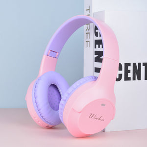 Pink Wireless Bluetooth Headphones With Hi Fi Bass Foldable Design And Card Slot