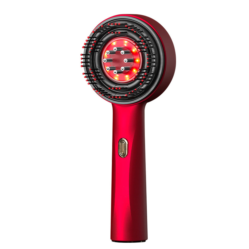 Wn 02 Red Multi Function Light Massage Comb With 3 Modes And Rechargeable Battery