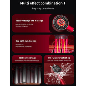 Wn 02 Gray Multi Function Red Light Massage Comb With 3 Modes And Rechargeable Battery