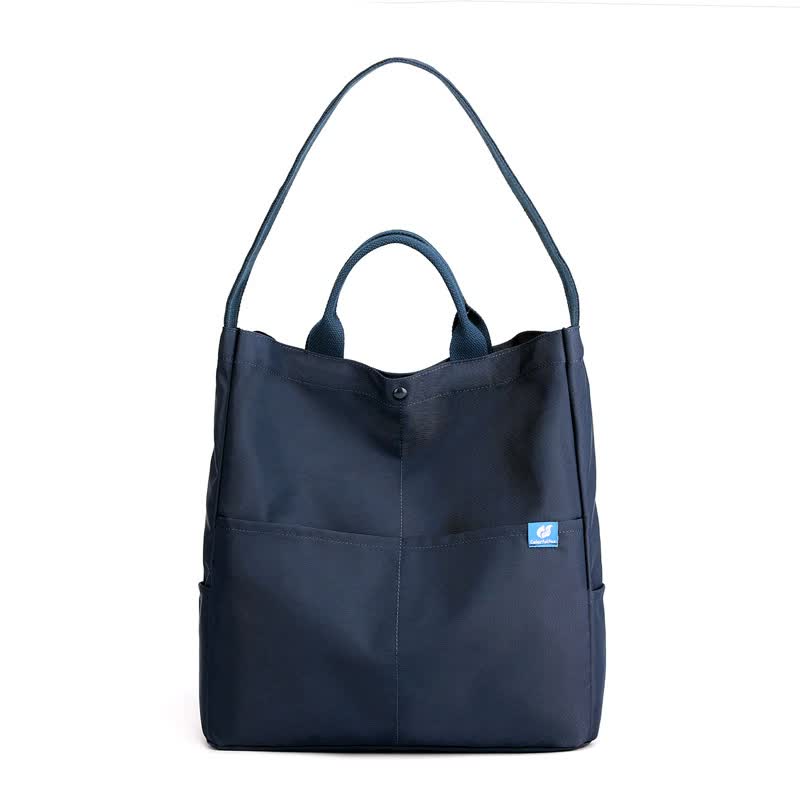 Blue Minimalist Nylon Tote Bag With Adjustable Shoulder Strap Large Capacity