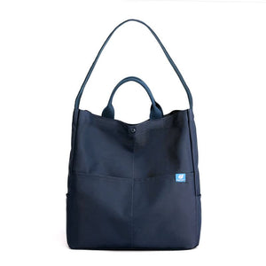 Blue Minimalist Nylon Tote Bag With Adjustable Shoulder Strap Large Capacity