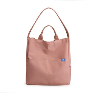 Pink Minimalist Nylon Tote Bag With Adjustable Shoulder Strap Large Capacity