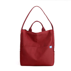 Red Minimalist Nylon Tote Bag With Adjustable Shoulder Strap Large Capacity