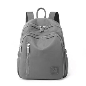 Gray Mini Nylon Multi Compartment Backpack Lightweight And Stylish Everyday Bag