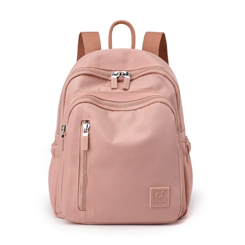 Pink Mini Nylon Multi Compartment Backpack Lightweight And Stylish Everyday Bag