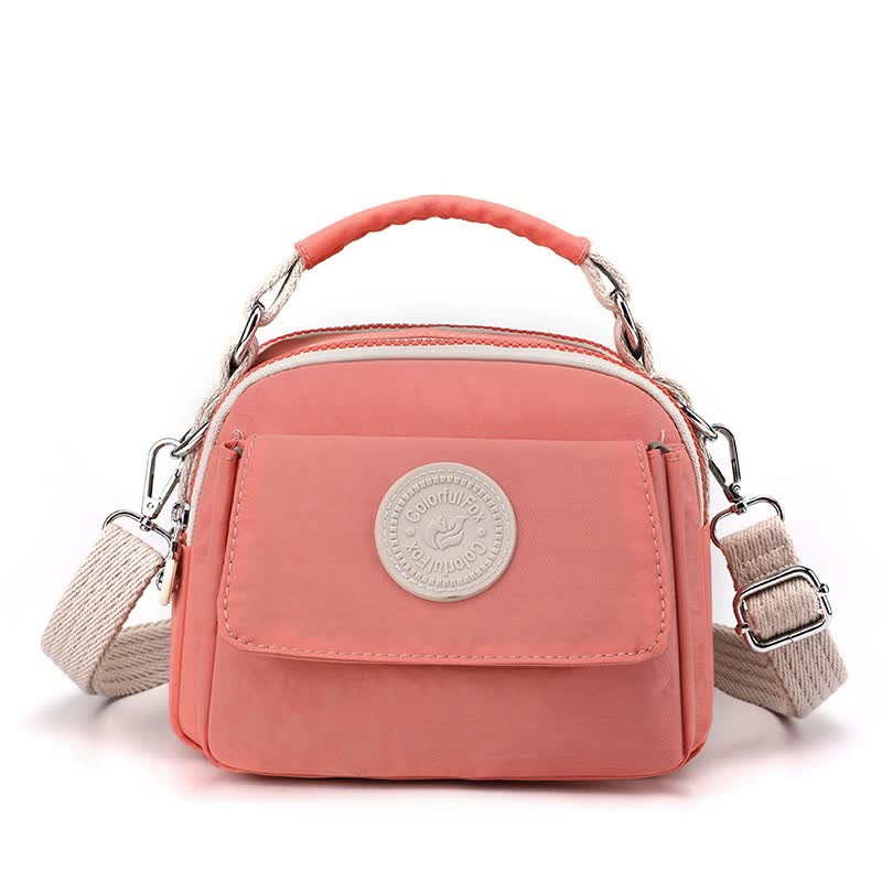 Pink Compact Nylon Crossbody Bag Stylish And Versatile Shoulder Purse