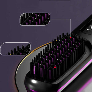 Purple Wireless Hair Straightening Brush Compact And Rechargeable Styling Tool