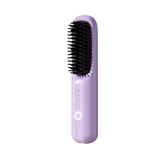 Purple Rechargeable Wireless Hair Straightening Brush Sleek And Portable Styling Tool