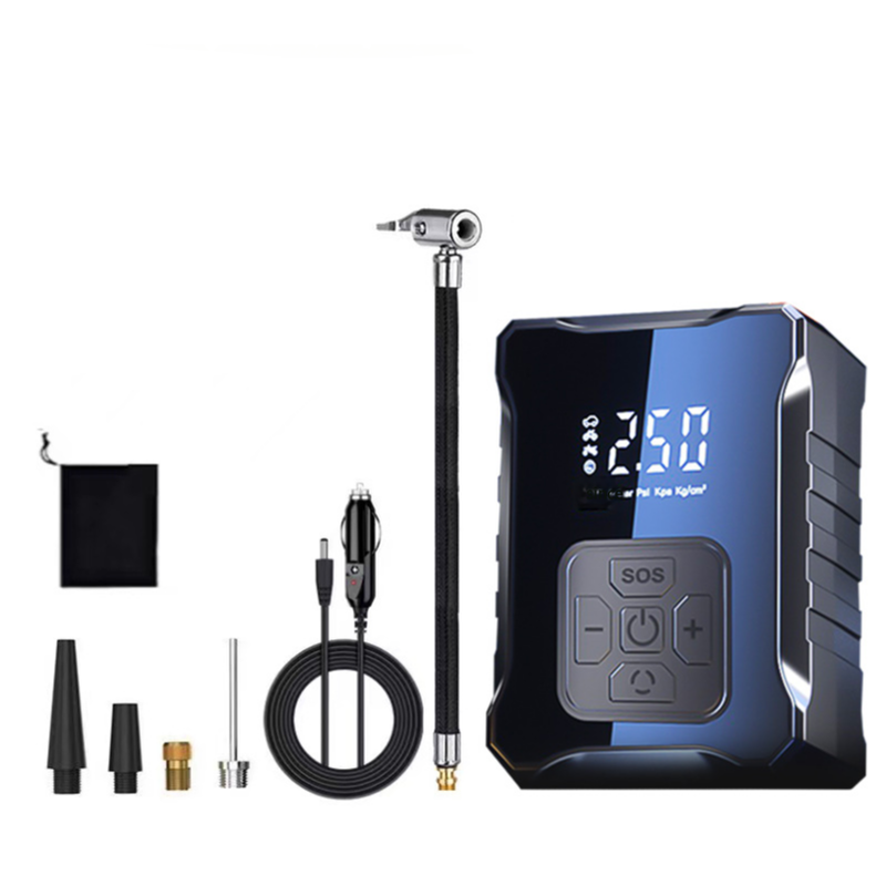 Sf007 Digital Tire Inflator With Led Display And Multiple Nozzles Compact Powerful(Cigarette Lighter Supply)