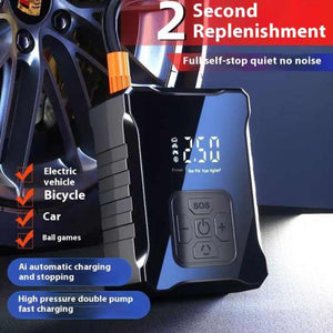 Sf007 Digital Tire Inflator With Led Display And Multiple Nozzles Compact Powerful(Cigarette Lighter Supply)