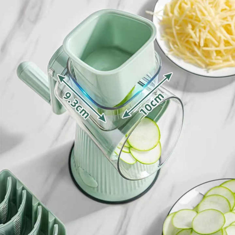 White Multifunctional Manual Rotary Vegetable Slicer With 10 Blades Safe And Easy To Use