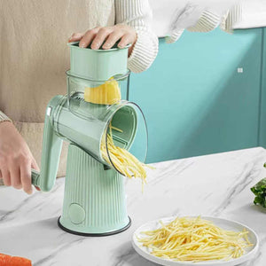 White Multifunctional Manual Rotary Vegetable Slicer With 10 Blades Safe And Easy To Use